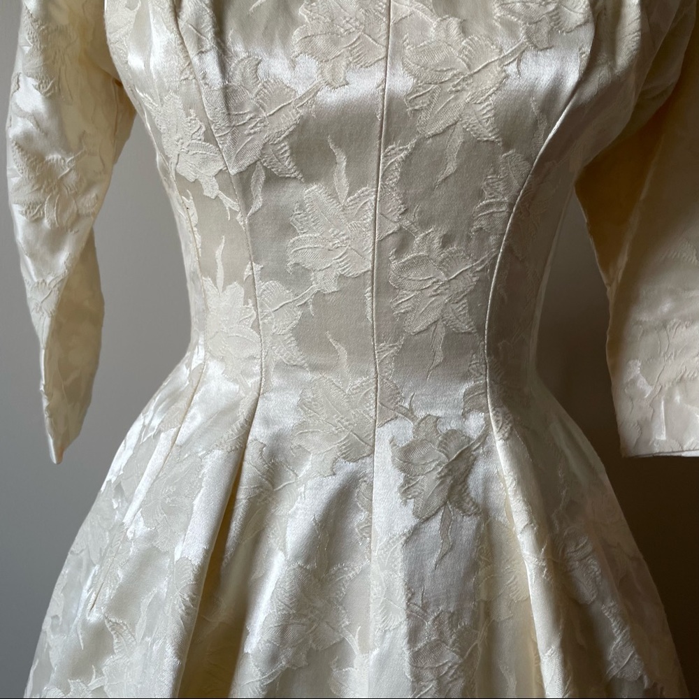 XS New Look, 1948 Cotton Brocade Dress, mint but needs zip - Picture 5 of 13